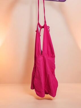 Fuchsia Halter  Sqim Top with Deep V● Read Below